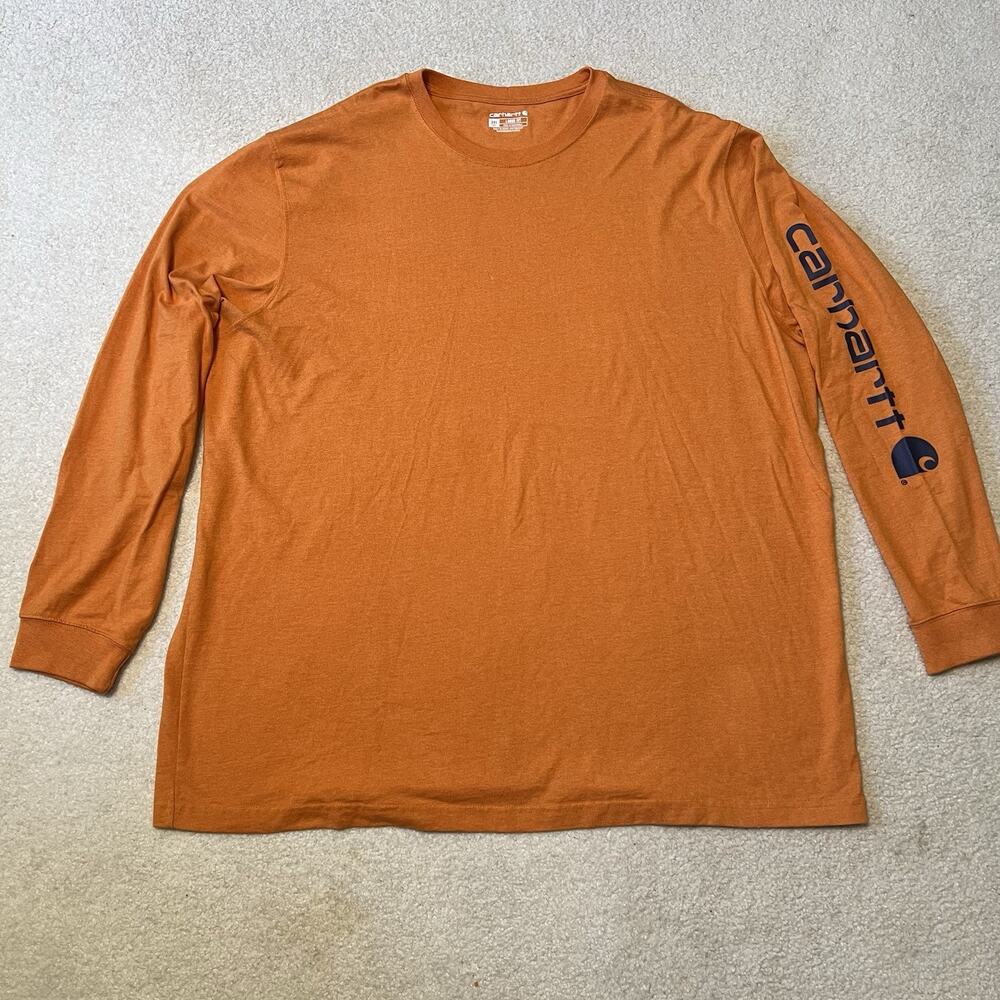 Carhartt K231 Loose Fit Long Sleeve Shirt Orange Blue Logo Graphic Mens 3XL Tall